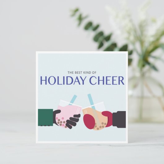Boba Tea Holiday Winter Cheer Nieuwjaar Bubelthee Feestdagenkaart (Staand voorkant)