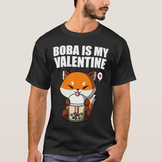 Boba Tea is My Valentine Fox Anti Valentines Day 1 T-shirt (Voorkant)