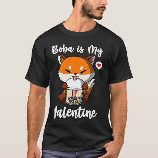Boba Tea is My Valentine Fox Anti Valentines Day T-shirt (Voorkant)