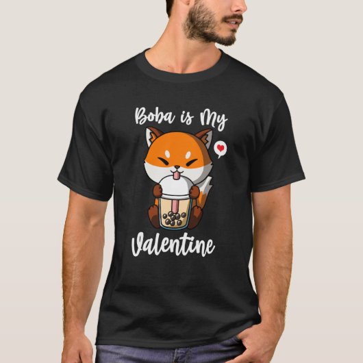 Boba Tea is My Valentine Fox Anti Valentines Day T-shirt (Voorkant)