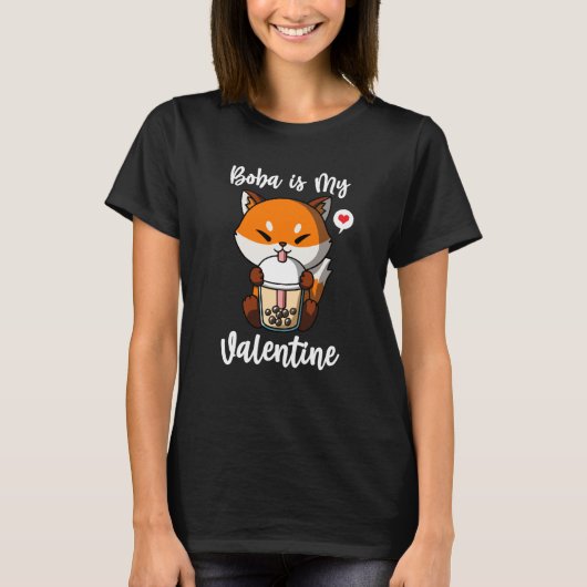 Boba Tea is My Valentine Fox Anti Valentines Day T-shirt (Voorkant)