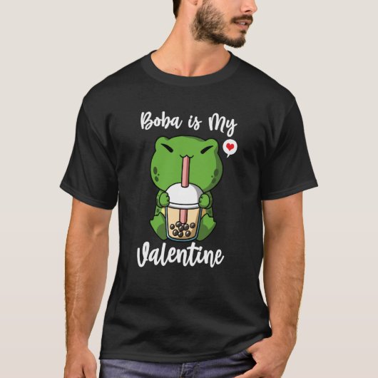 Boba Tea is My Valentine Frog Anti Valentines Day T-shirt (Voorkant)