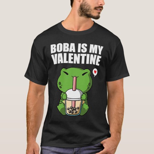 Boba Tea is My Valentine Frog Anti Valentines Day  T-shirt (Voorkant)