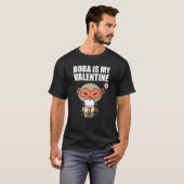 Boba Tea is My Valentine Macaque Monkey Anti Valen T-shirt (Voorkant volledig)