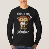 Boba Tea is My Valentine Monkey Anti Valentines Da T-shirt (Voorkant)