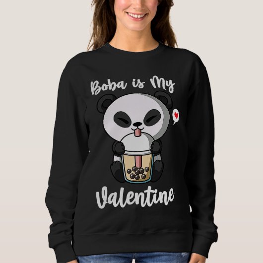 Boba Tea is My Valentine Panda Bear Anti Valentine Trui (Voorkant)