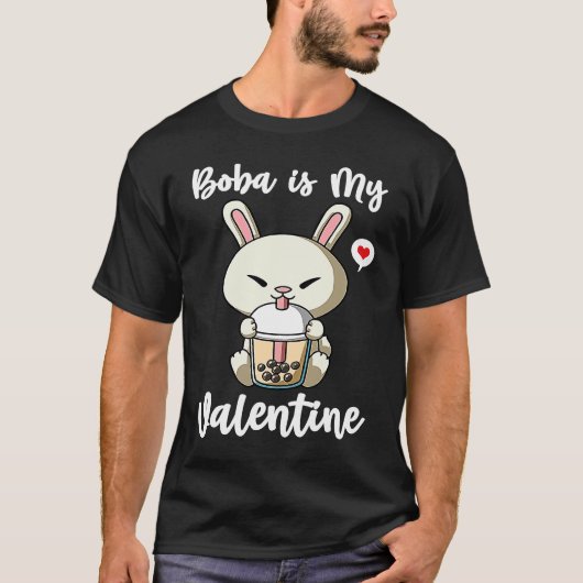 Boba Tea is My Valentine Rabbit Anti Valentines Da T-shirt (Voorkant)