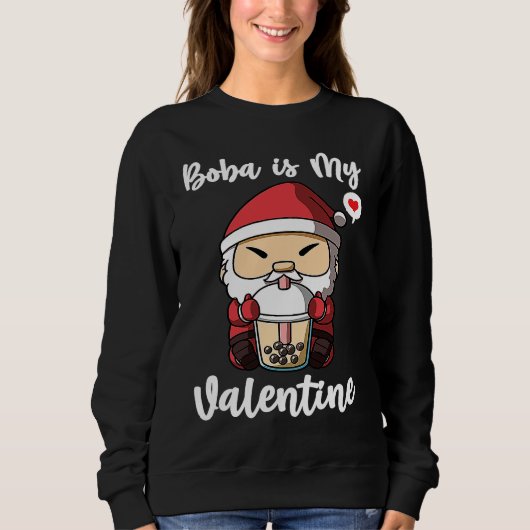 Boba Tea is My Valentine Santa Clause Anti Valenti Trui (Voorkant)