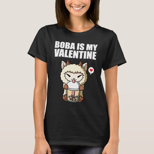 Boba Tea is My Valentine Sheep Anti Valentines Day T-shirt (Voorkant)