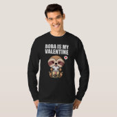 Boba Tea is My Valentine Sloth Anti Valentines Day T-shirt (Voorkant volledig)