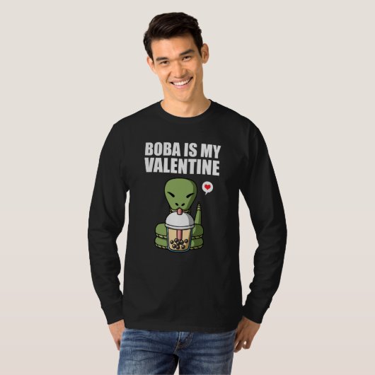 Boba Tea is My Valentine Snake Anti Valentines Day T-shirt (Voorkant volledig)