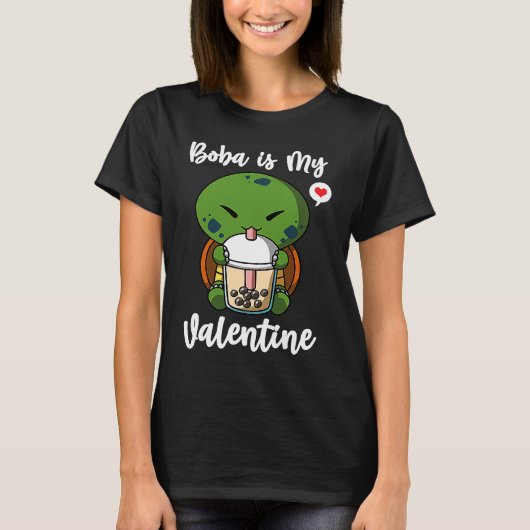 Boba Tea is My Valentine Turtle Anti Valentines Da T-shirt (Voorkant)