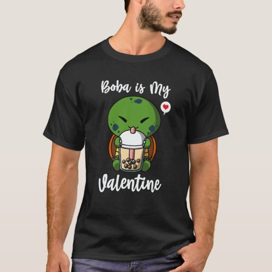 Boba Tea is My Valentine Turtle Anti Valentines Da T-shirt (Voorkant)