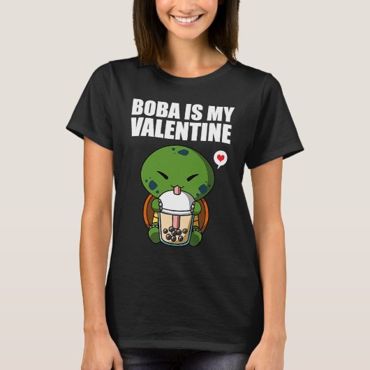 Boba Tea is My Valentine Turtle Anti Valentines Da T-shirt (Voorkant)