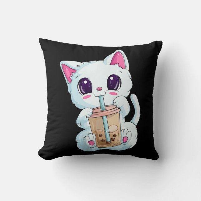 Boba tea kat animo voor vrouwen Kawaii bubble tea  Kussen (Voorkant)