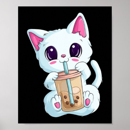 Boba tea kat animo voor vrouwen Kawaii bubble tea  Poster (Voorkant)