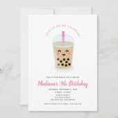 Boba Tea Party Invitation in Pink Kaart (Voorkant)