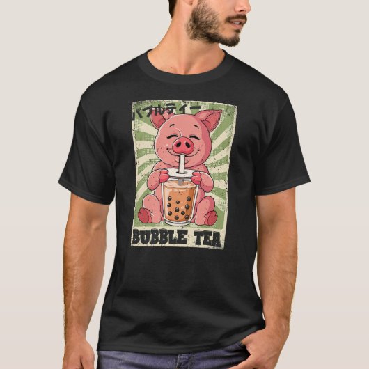 Boba Tea Pig Bubble Tea T-shirt (Voorkant)