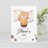 Boba Tea Shiba Inu Uitnodiging voor verjaardag (Staand voorkant)