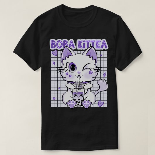 Boba Tea Women Lavender Kittea Kawaii Cat Japans T-shirt (Design voorkant)
