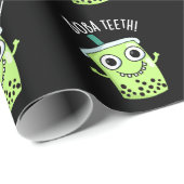 Boba Teeth Grappig Boba Tea Pun Donker BG Cadeaupapier (Rol Hoek)
