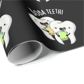 Boba Teeth Grappig Boba Tea Pun Donker BG Cadeaupapier (Rol Hoek)