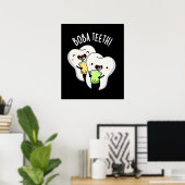 Boba Teeth Grappig Boba Tea Pun Donker BG Poster (Thuiskantoor)