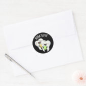 Boba Teeth Grappig Boba Tea Pun Donker BG Ronde Sticker (Envelop)