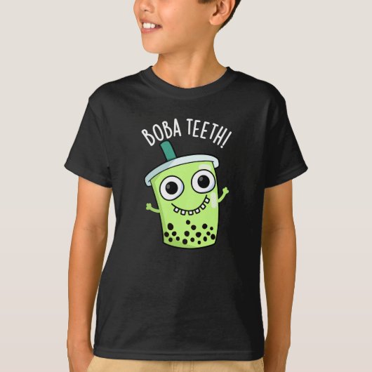 Boba Teeth Grappig Boba Tea Pun Donker BG T-shirt (Voorkant)