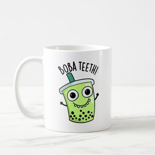 Boba Teeth Grappige Boba Tea Pun Koffiemok (Links)