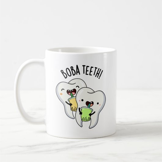 Boba Teeth Grappige Boba Tea Pun Koffiemok (Links)