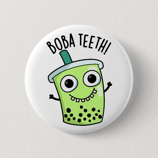 Boba Teeth Grappige Boba Tea Pun Ronde Button 5,7 Cm (Voorkant)