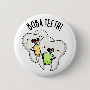 Boba Teeth Grappige Boba Tea Pun Ronde Button 5,7 Cm