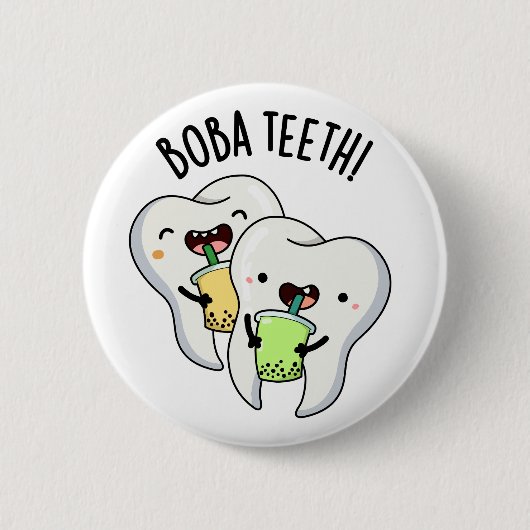 Boba Teeth Grappige Boba Tea Pun Ronde Button 5,7 Cm (Voorkant)