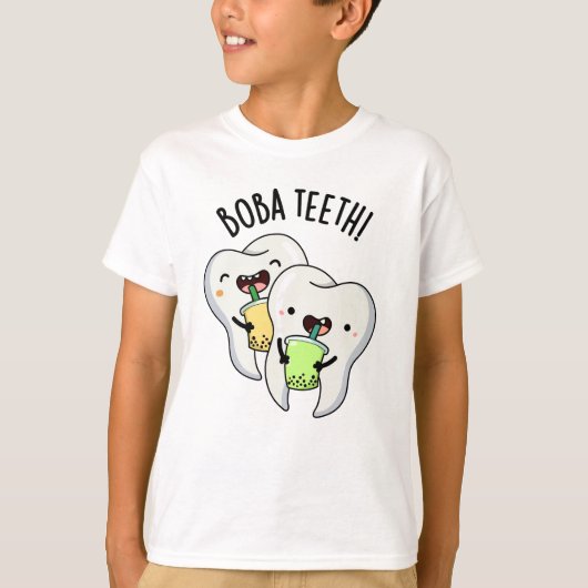 Boba Teeth Grappige Boba Tea Pun T-shirt (Voorkant)