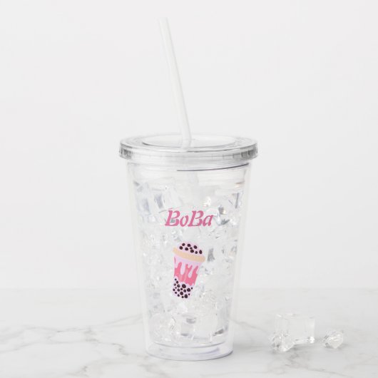 boba-thee acryl drinkbeker (Voorkant ijs)