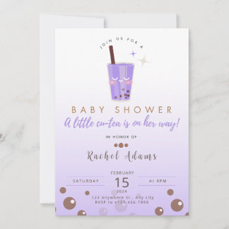 Boba thee babyshower uitnodiging baby meisje