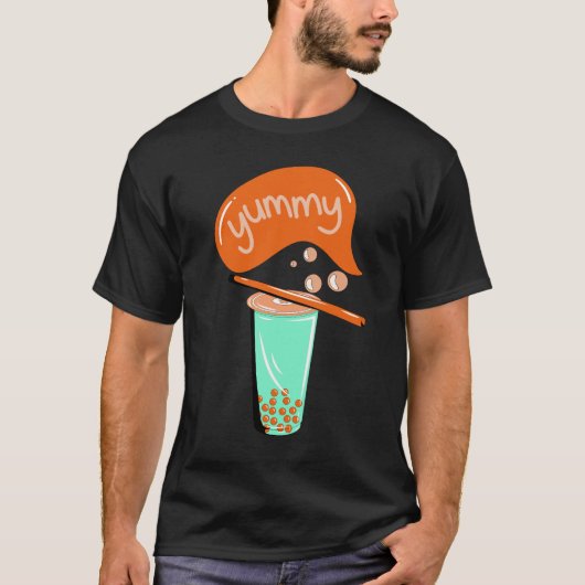 boba thee bubble melk matcha thee bruine thee lief t-shirt (Voorkant)