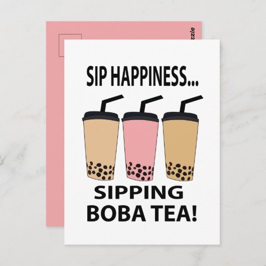 Boba Thee Bubble Thee Boba Thee Briefkaart (Voorkant / Achterkant)