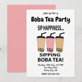 Boba Thee Bubble Thee Boba Thee Feestje Kaart