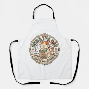 Boba Thee Kat Boba Thee Kat Vintage Vector Kunst S Schort