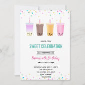 Boba-thee milkthee verjaardagsuitnodiging kaart (Voorkant)