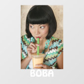 Boba Theebubbel Drink Vrouw Reclame  Raamsticker (Vel)