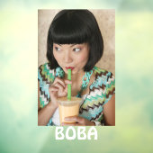 Boba Theebubbel Drink Vrouw Reclame  Raamsticker (Vel 3)