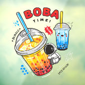Boba Tijd Bubble Tea Dranken Zakelijke Raamsticker (Vel 3)