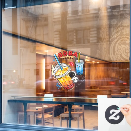 Boba Time Bubble Tea Dranken Bedrijf   Raamsticker (Cafe Raam)