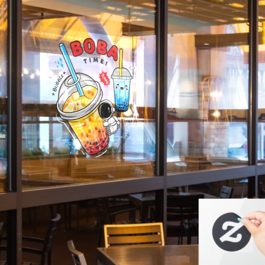 Boba Time Bubble Tea Dranken Bedrijf   Raamsticker (Restaurant Raam)