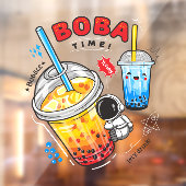 Boba Time Bubble Tea Dranken Zakelijke Raamsticker (Vel 2)