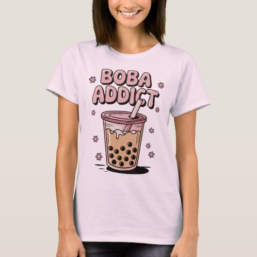 Boba Verslaafde Bubble Tea T-shirt (Voorkant)