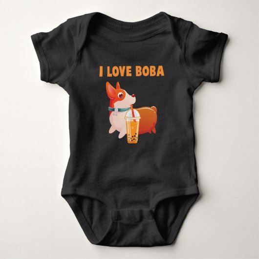 Boba Welsh Corgi Pembroke Tea Kawaii Dog Romper (Voorkant)